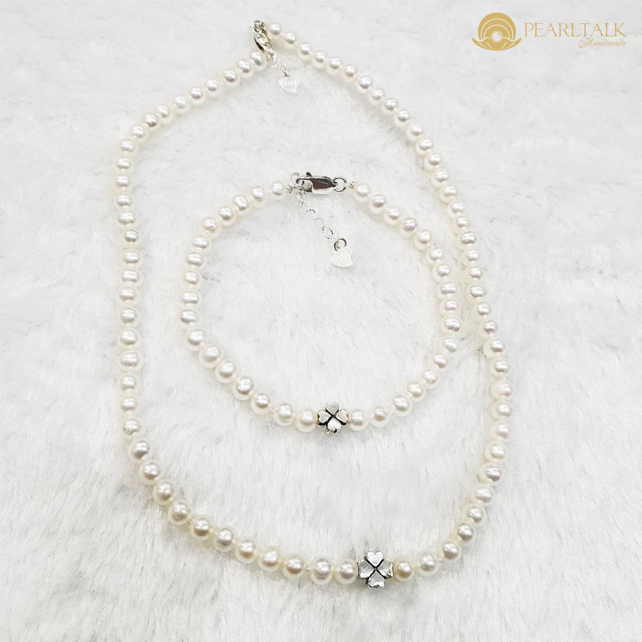 CHUỖI NGỌC TRAI CHOKER FOUR-LEAF CLOVER 6 - 6,5mm